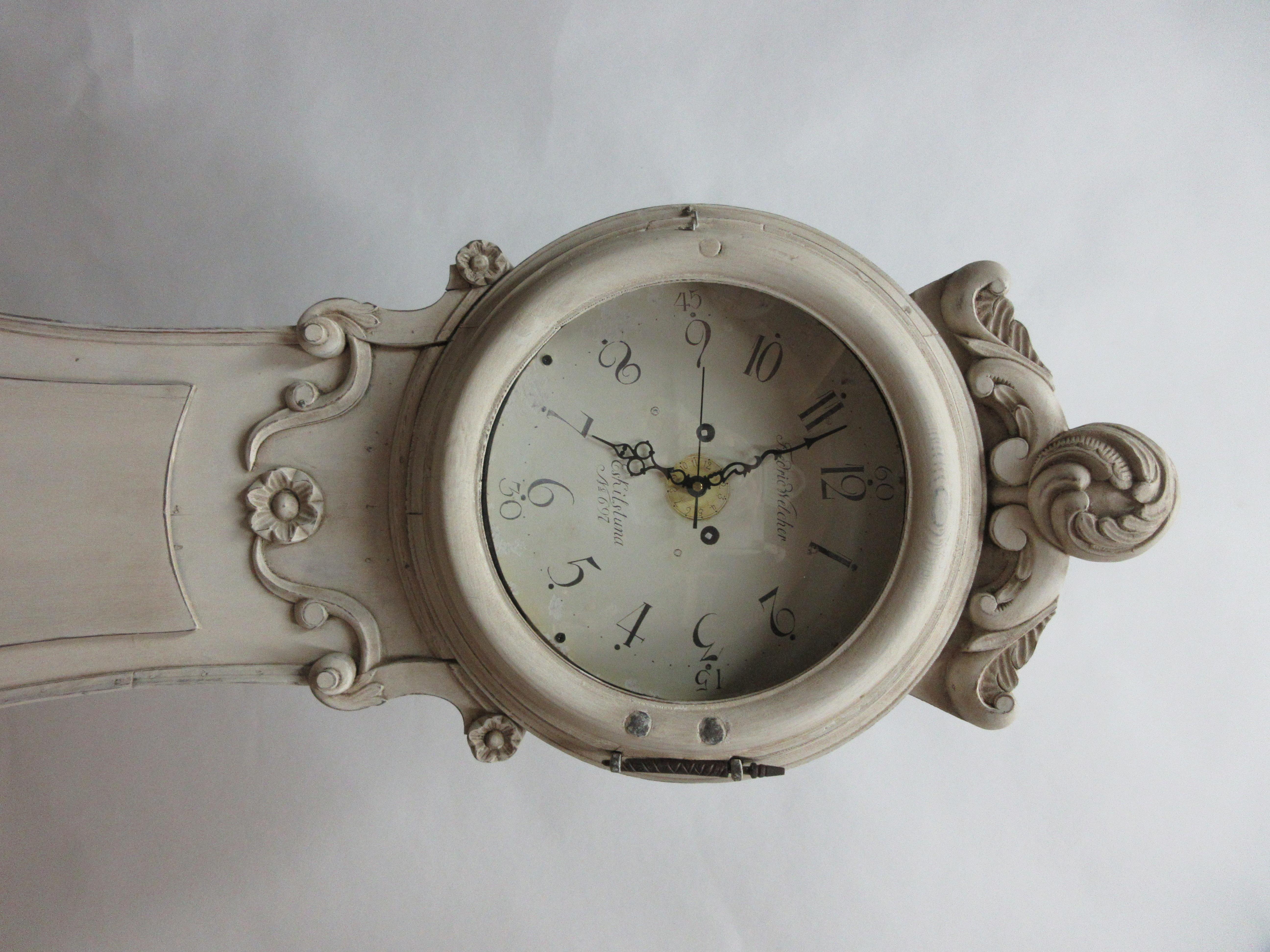 This is a long case Swedish Mora clock, its been restored and repainted with 