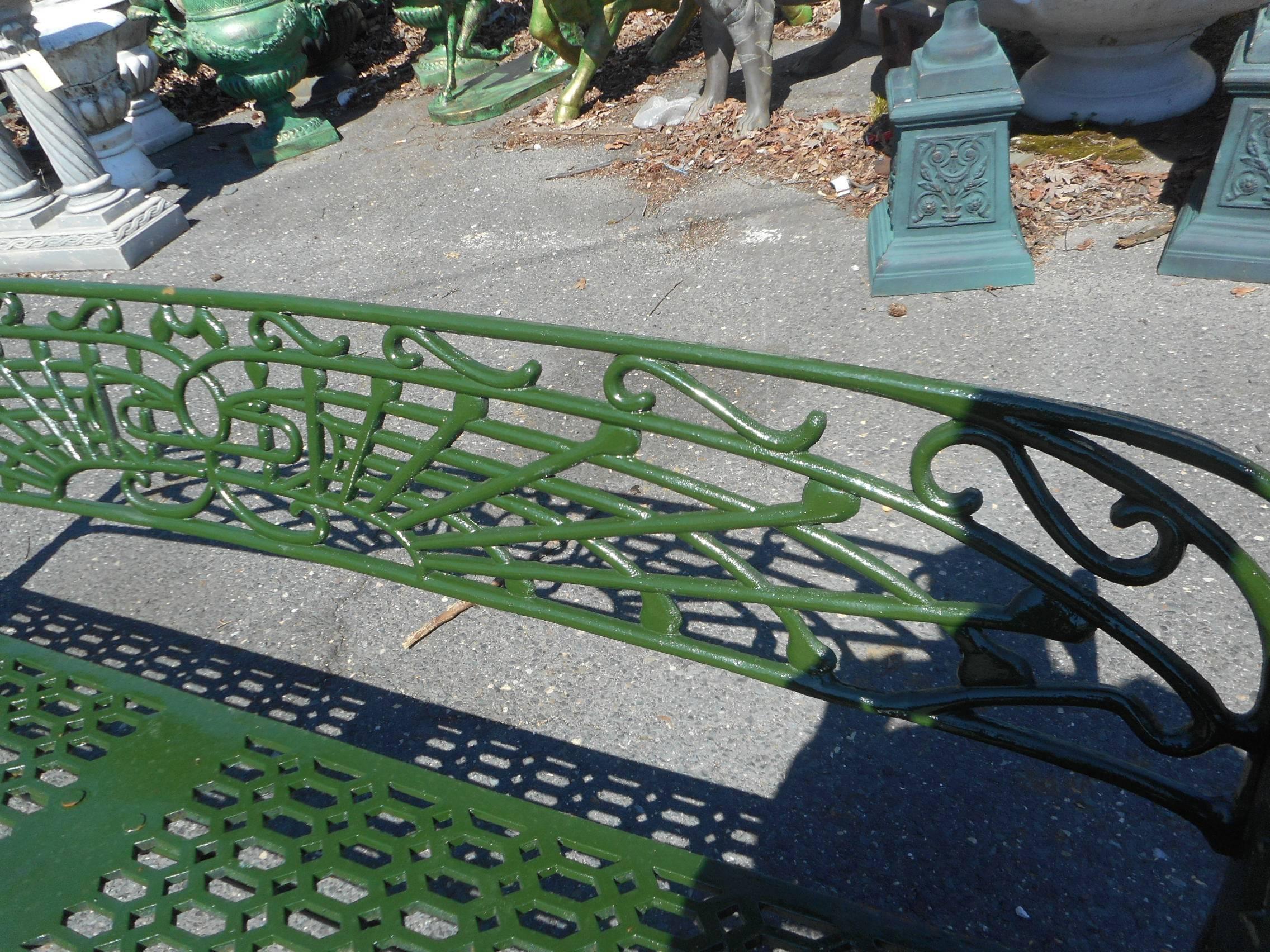 20th Century Long Cast Iron Sculpted Bench