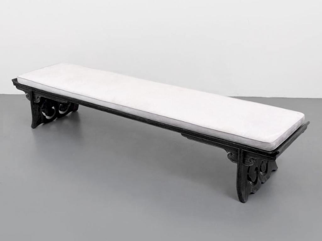 Long Cerused oak bench by James Mont.

James Mont (1904-1978), a notorious midcentury designer and interior decorator, counted gangsters and movie stars among his clients. His bold, exotic, and often Chinese-inspired pieces stand out in decadent