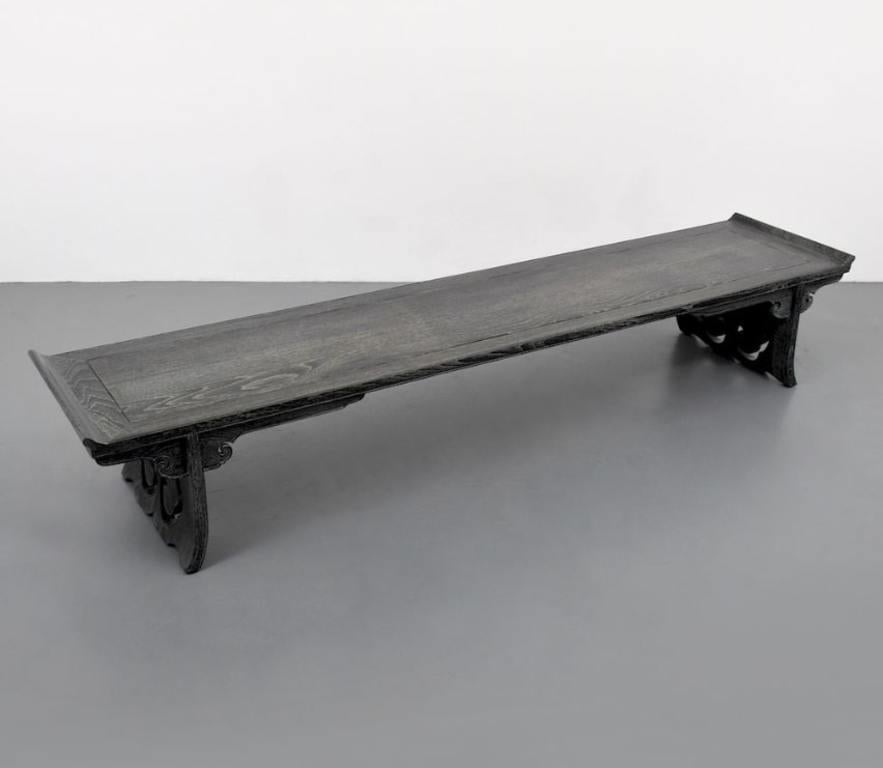 Mid-20th Century Long Cerused Oak Bench by James Mont