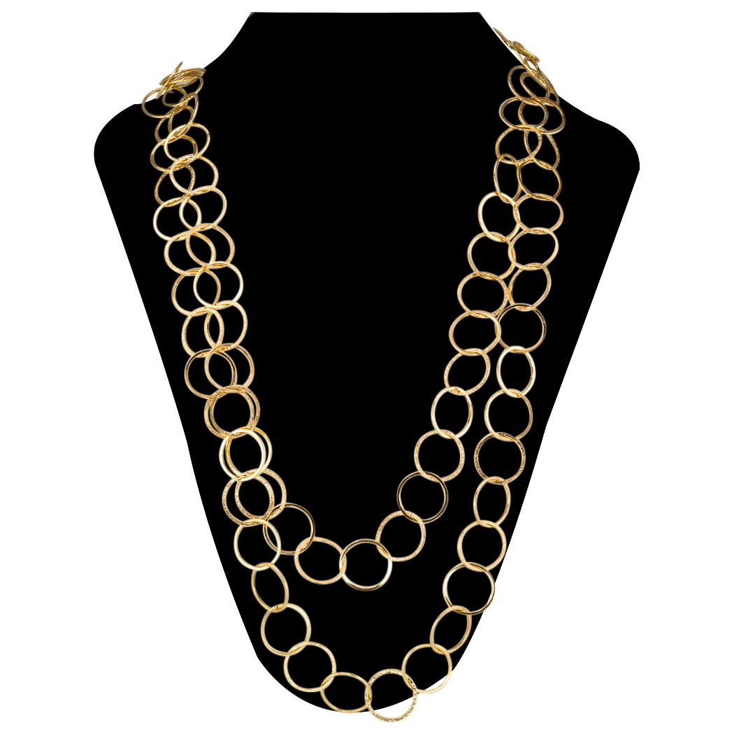 Long Chain Yellow Gold Link Necklace In Good Condition In Los Angeles, CA