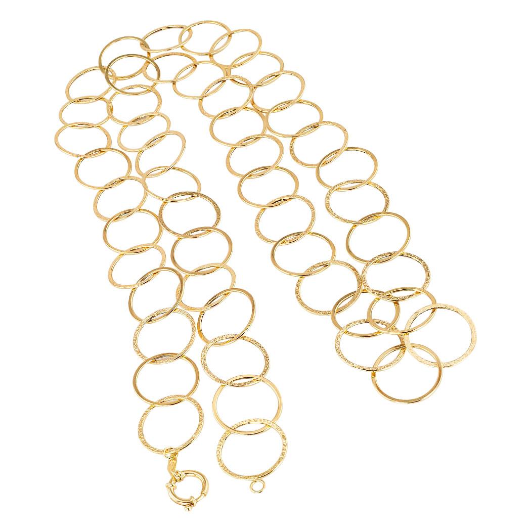 Long Chain Yellow Gold Link Necklace 1