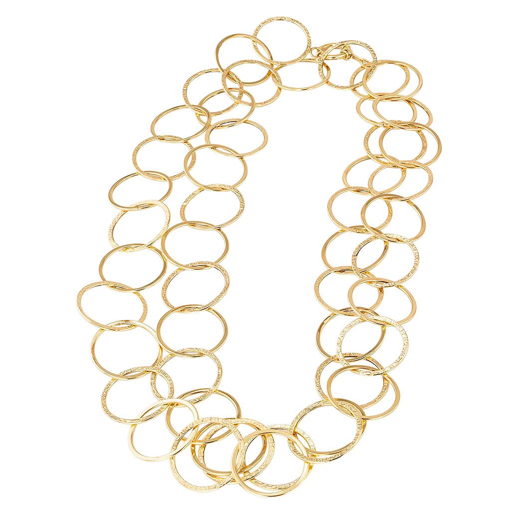 Long Chain Yellow Gold Link Necklace 2