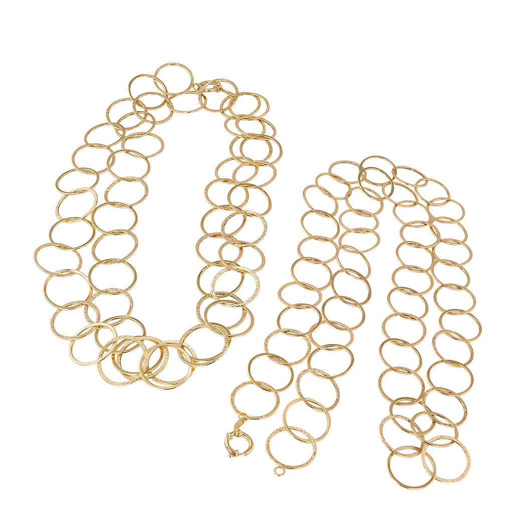 Long Chain Yellow Gold Link Necklace 3