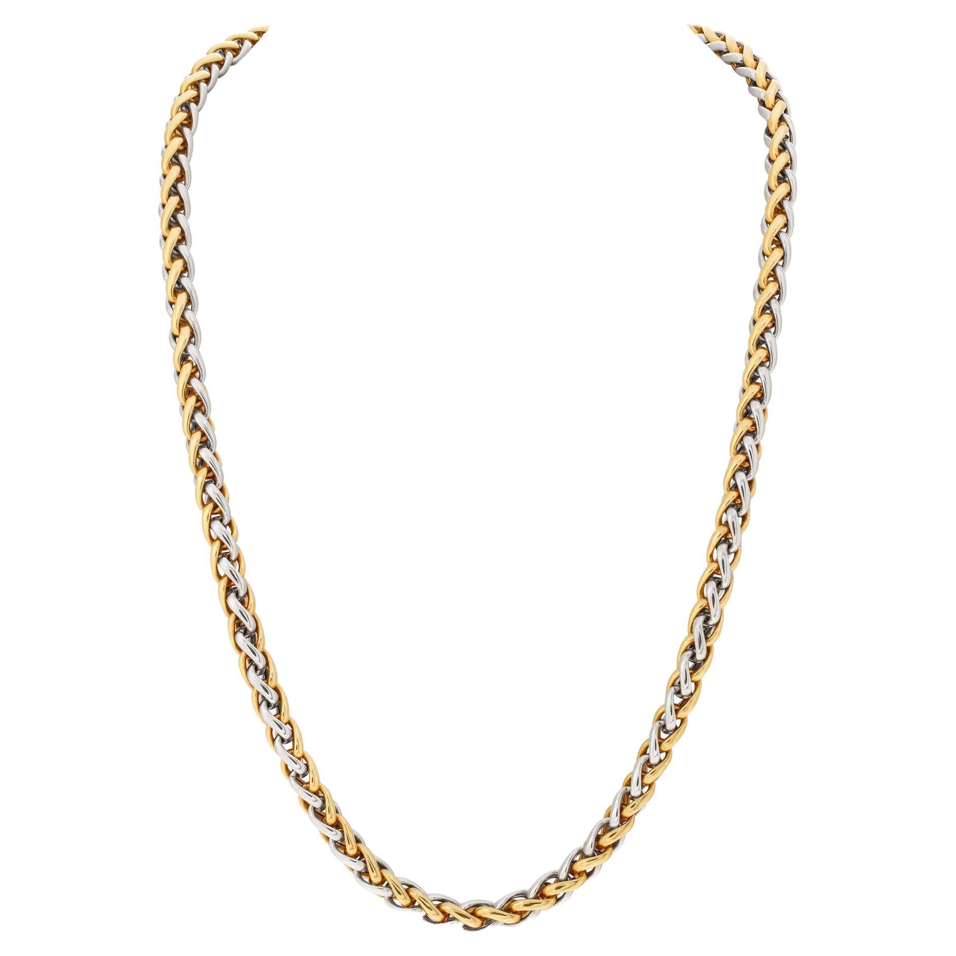 Long chain in 18k white and yellow gold - 30 inch length