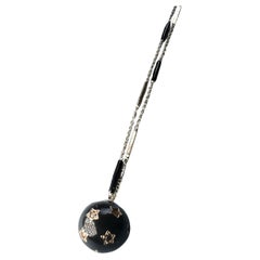 Long Chain Necklace Black Diamond White Diamond Star Ball Black Enamel
