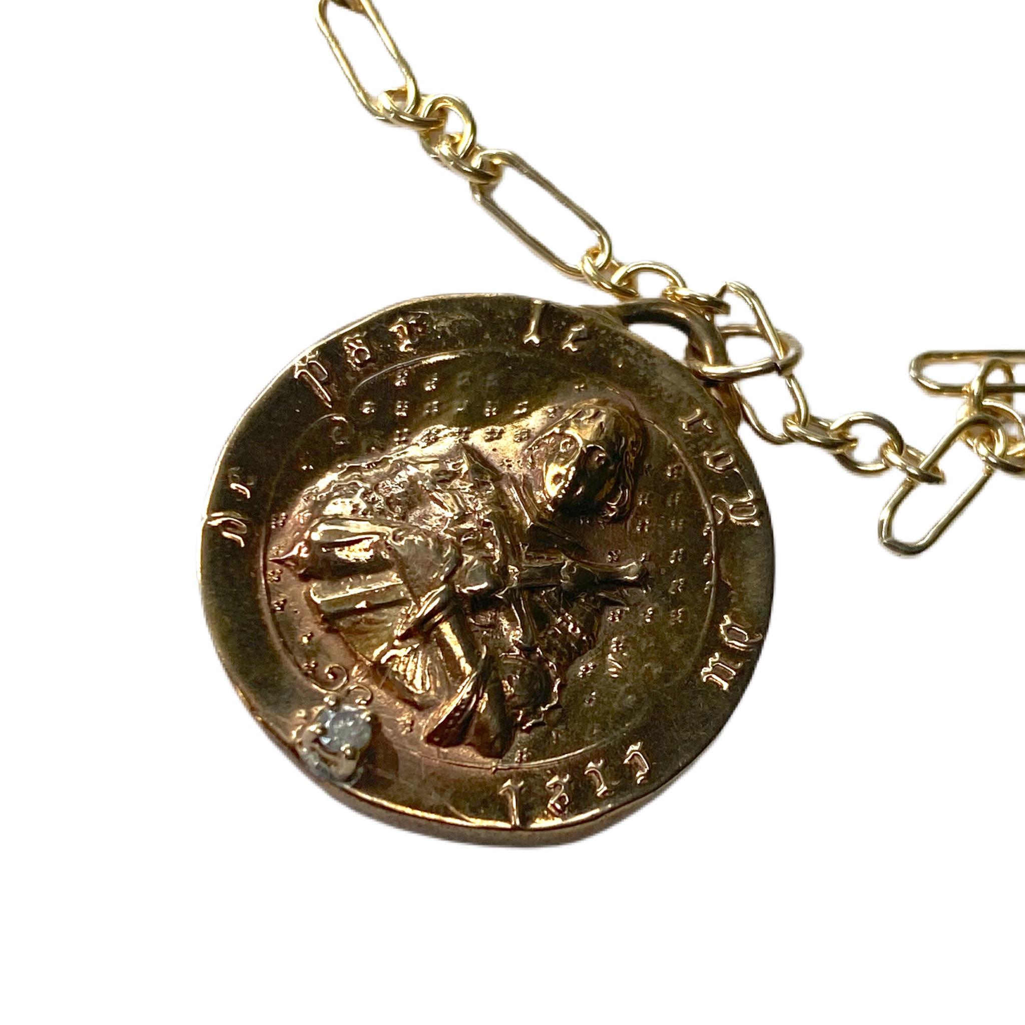 Long Chain Necklace Medal Pendant Joan of Arc White Diamond J Dauphin

 24