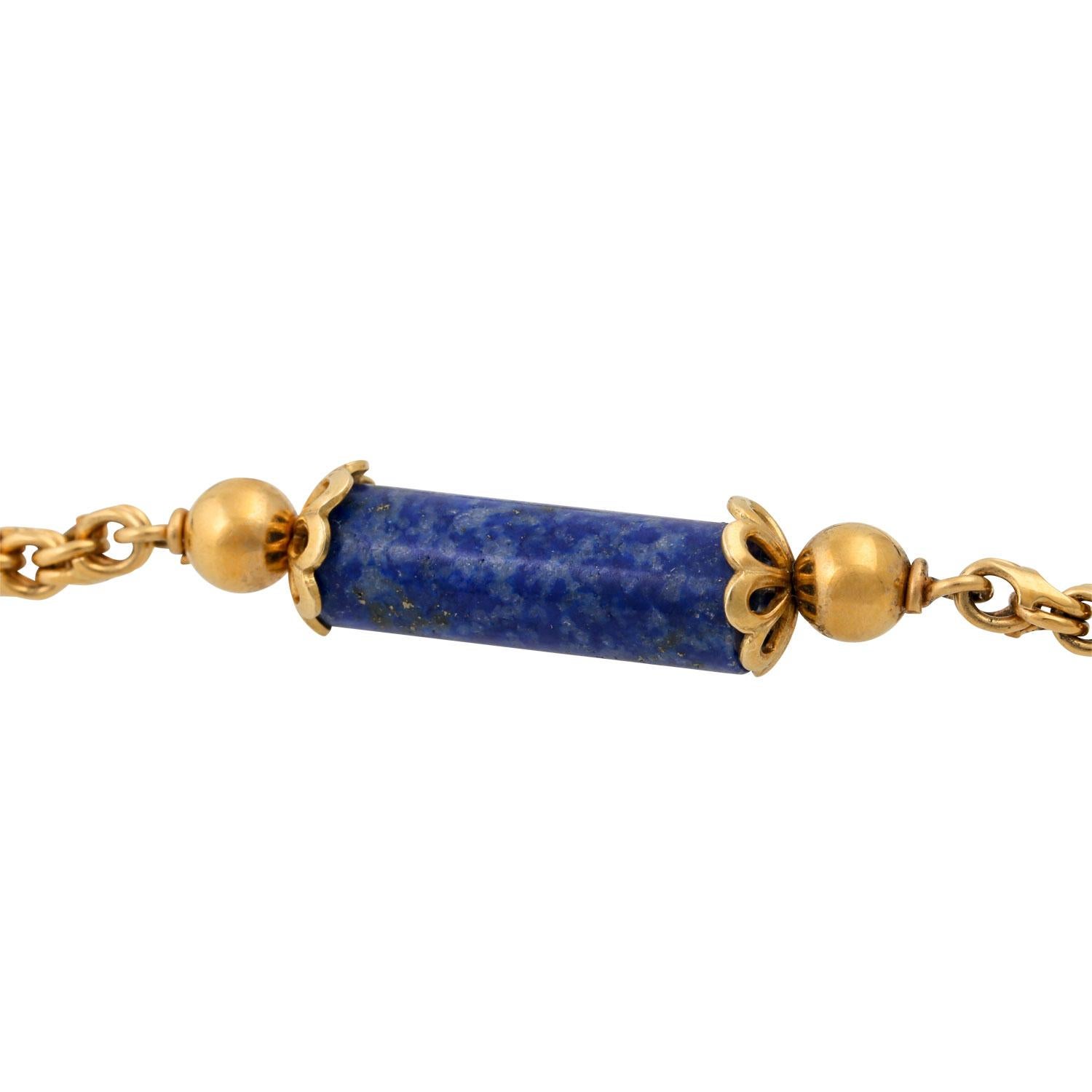 Women's Long chain with 5 lapis lazuli elements, For Sale