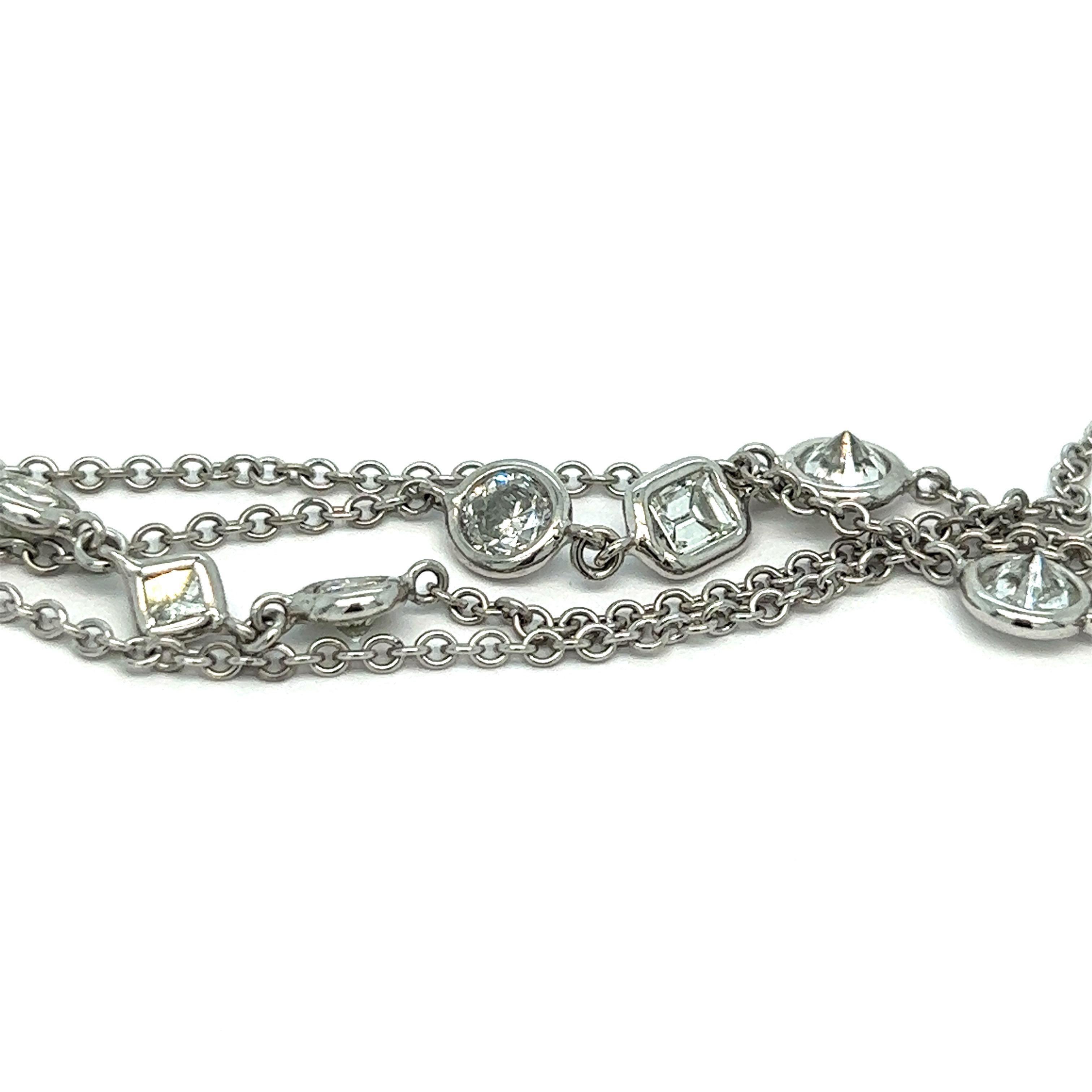 Contemporary Long Chain Yard Diamond White Gold Necklace For Sale