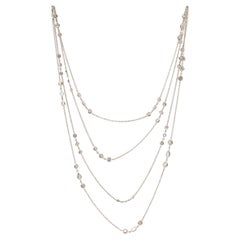 Vintage Long Chain Yard Diamond White Gold Necklace