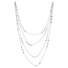 Long Chain Yard Diamond White Gold Necklace