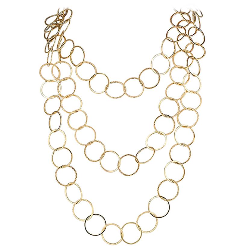 Long Chain Yellow Gold Link Necklace