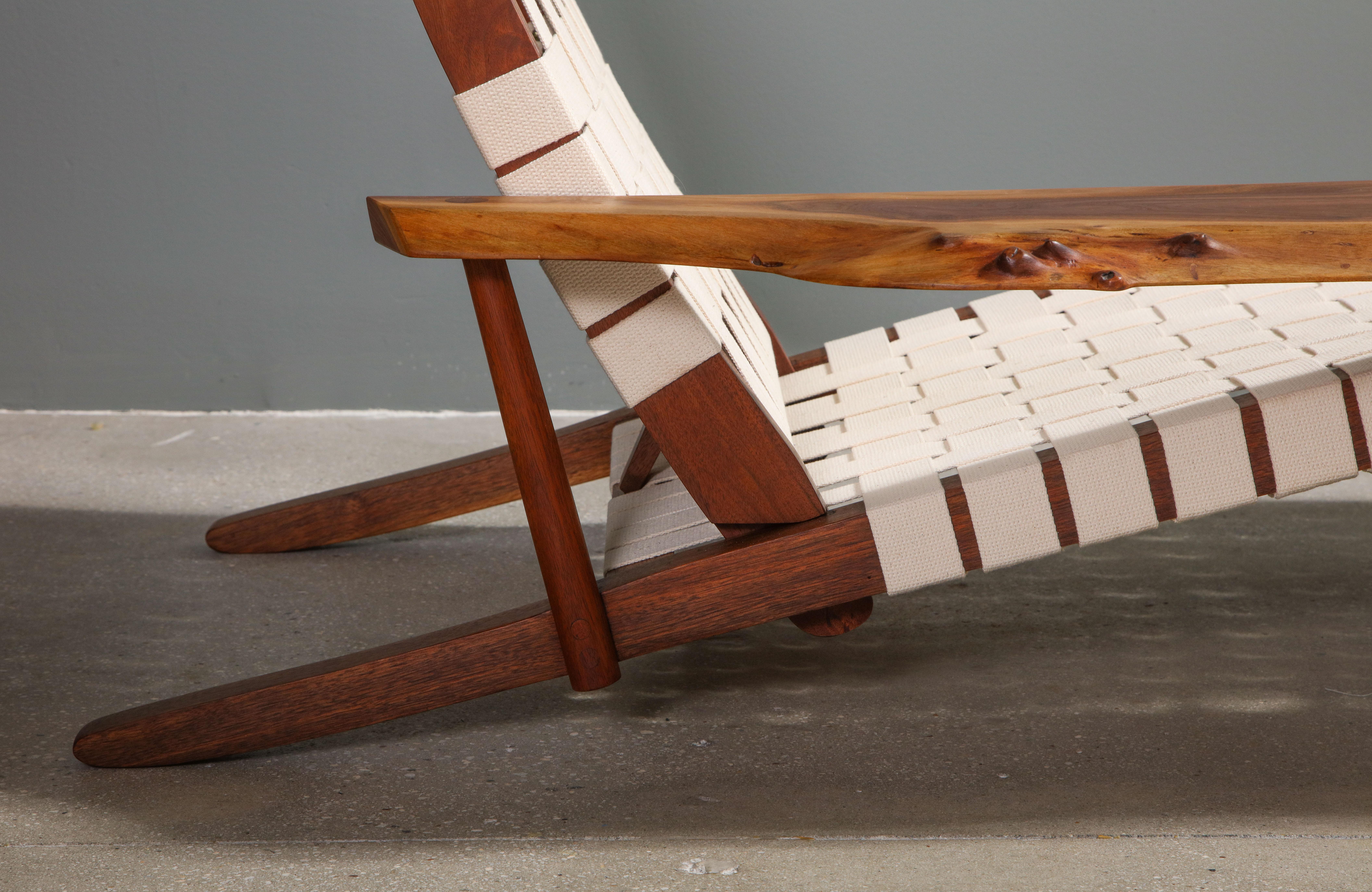 American Craftsman Long Chair with Single Free Form Arm, by George Nakashima, 1961