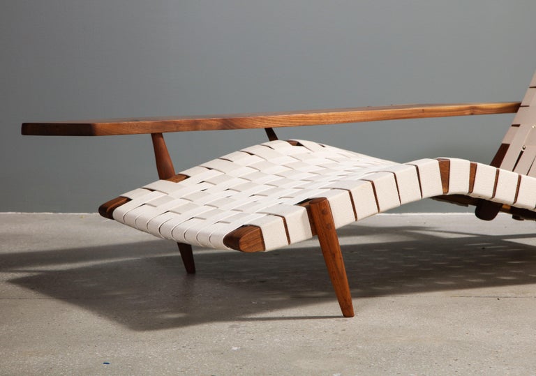 Long Chair with Single Freeform Arm, by Nakashima For Sale at