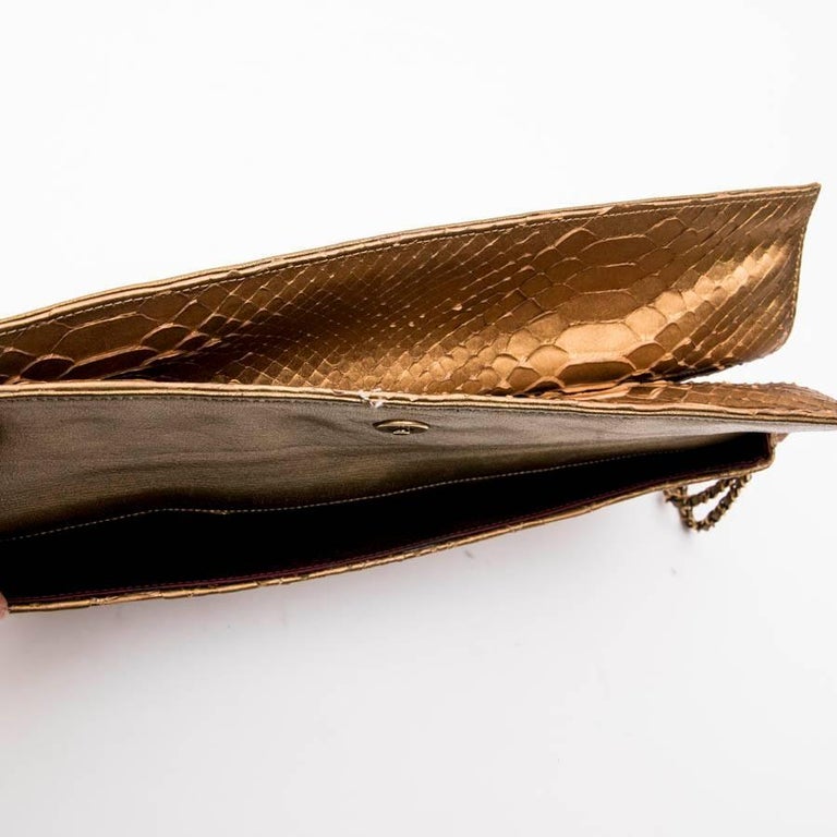 Python Chanel Pouch Long CHANEL Pouch in Matte Copper Gold Python For Sale at 1stDibs