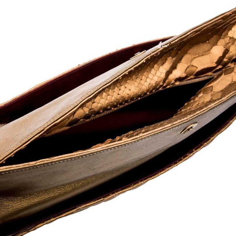 Python Chanel Pouch Long CHANEL Pouch in Matte Copper Gold Python For Sale at 1stDibs