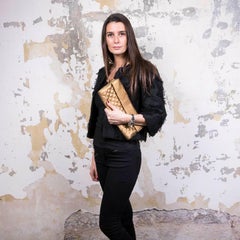 Long CHANEL Pouch in Matte Copper Gold Python