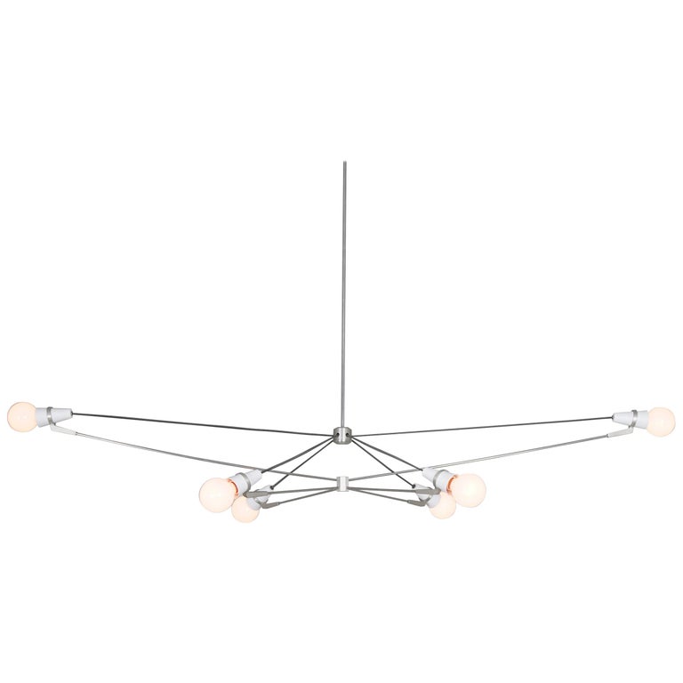 Long Church Chandelier White and Stainless by Brendan Ravenhill For