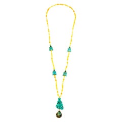 Long Citrine and Turquoise Necklace