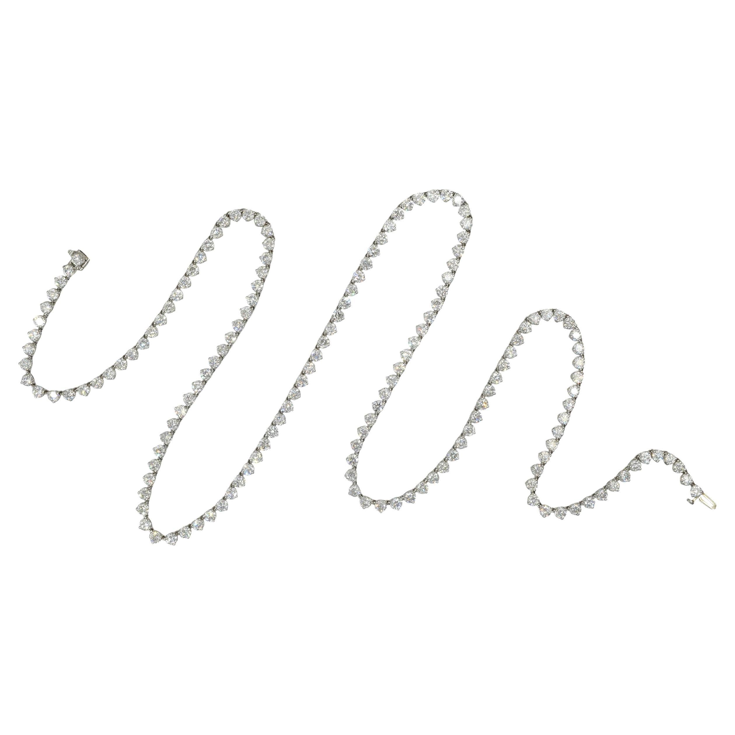 Long Classic  "Riviera" Diamond Necklace  Platinum For Sale