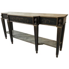 Long Classical Wood Console with Drawer
