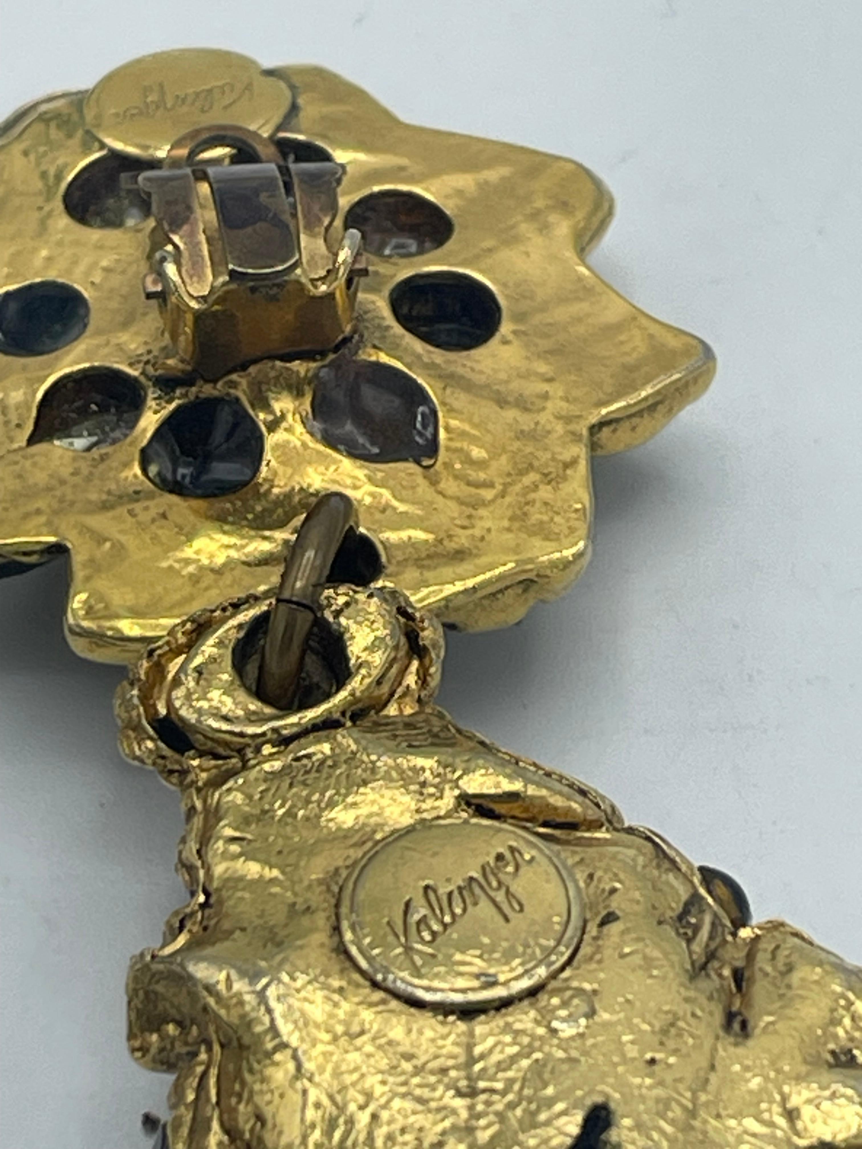 Long Clip-on-Ohrring von Kalinger Paris, schwarzer und klarer Strass, mit Besatz im Zustand „Gut“ im Angebot in Stuttgart, DE