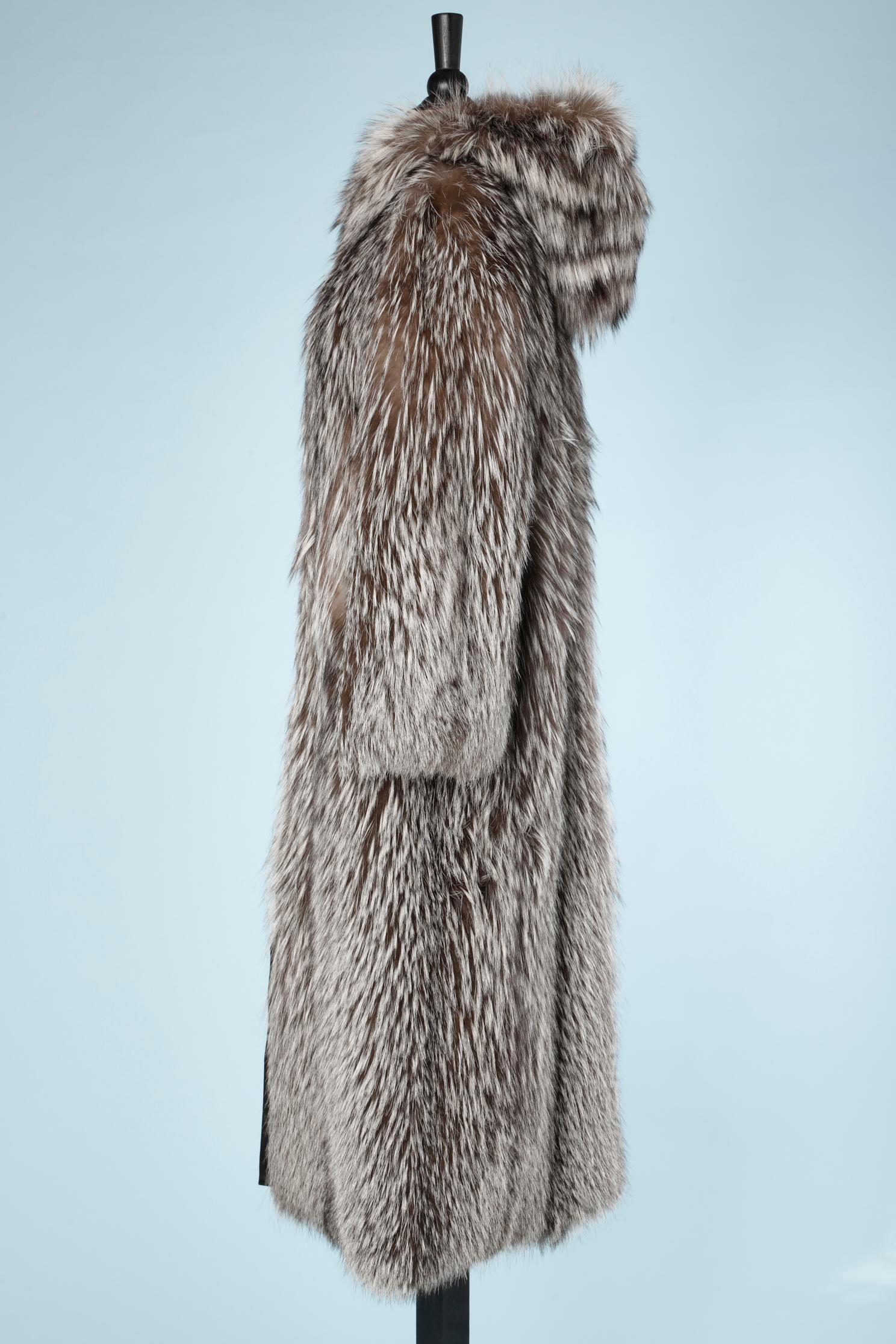 Women's Long coat  in Silver fox furs with technical lining Escada Sport 