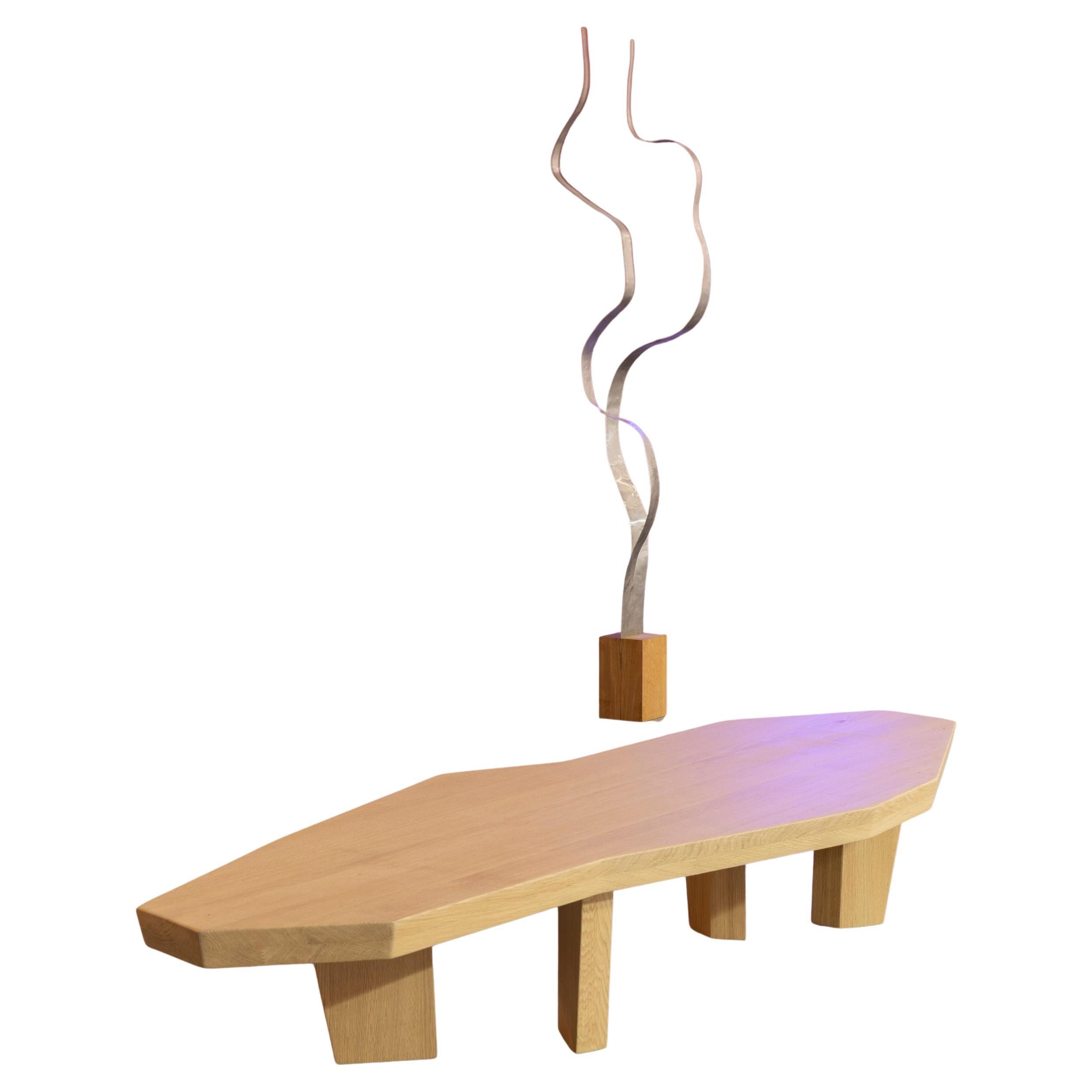 Long Coffee table in oak  "Nazca" en venta