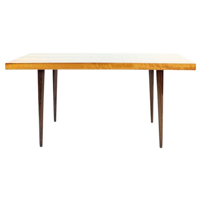 Long Coffee Table in Walnut and Oak, Czechoslovakia 1960s For Sale at