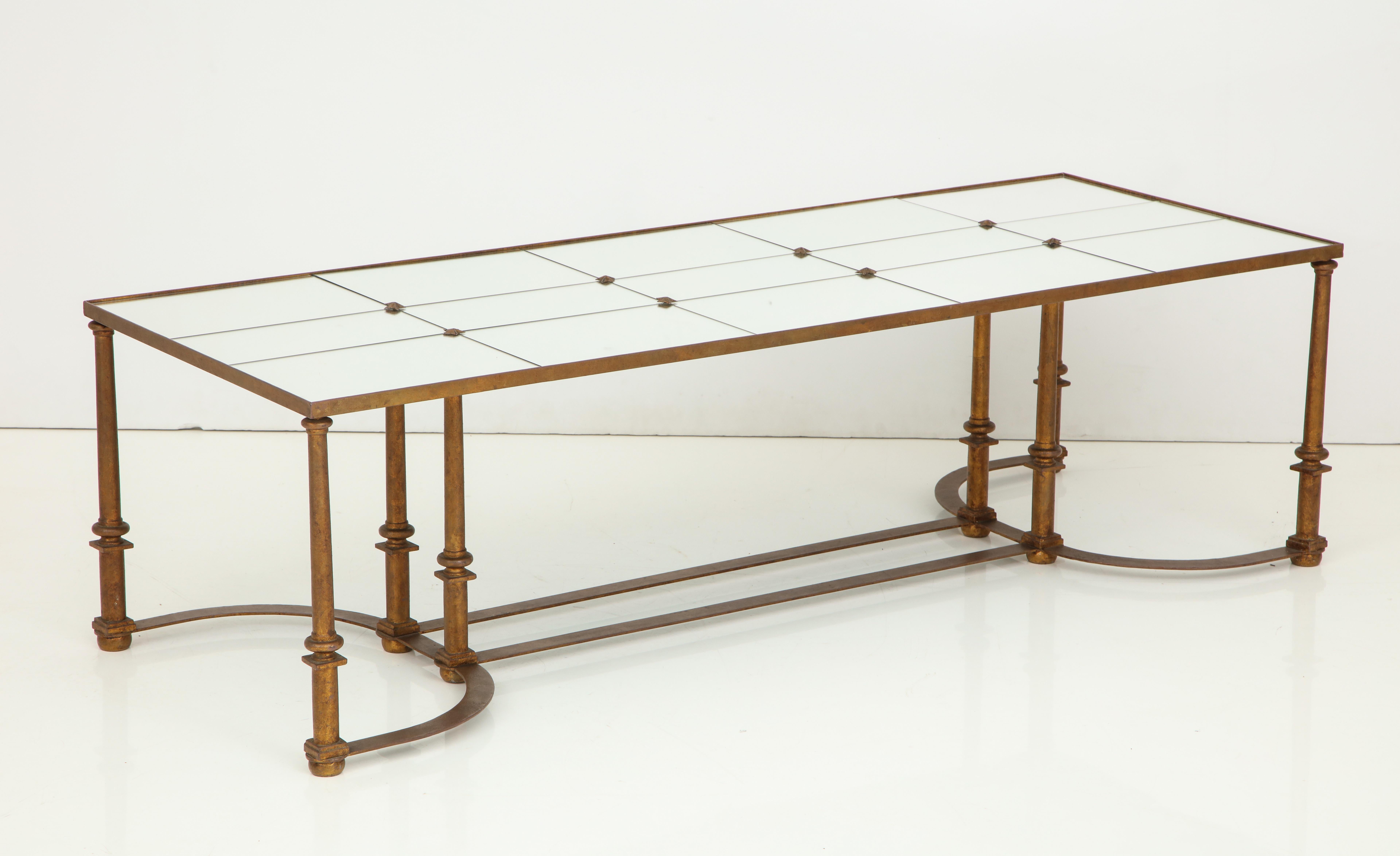 Long Coffee Table with Bow Metal Base For Sale 7