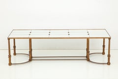 Long Coffee Table with Bow Metal Base