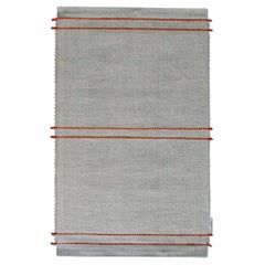 Long Contemporary Outdoor-Indoor Silver Orange Rug by Deanna Comelllini 99x160cm