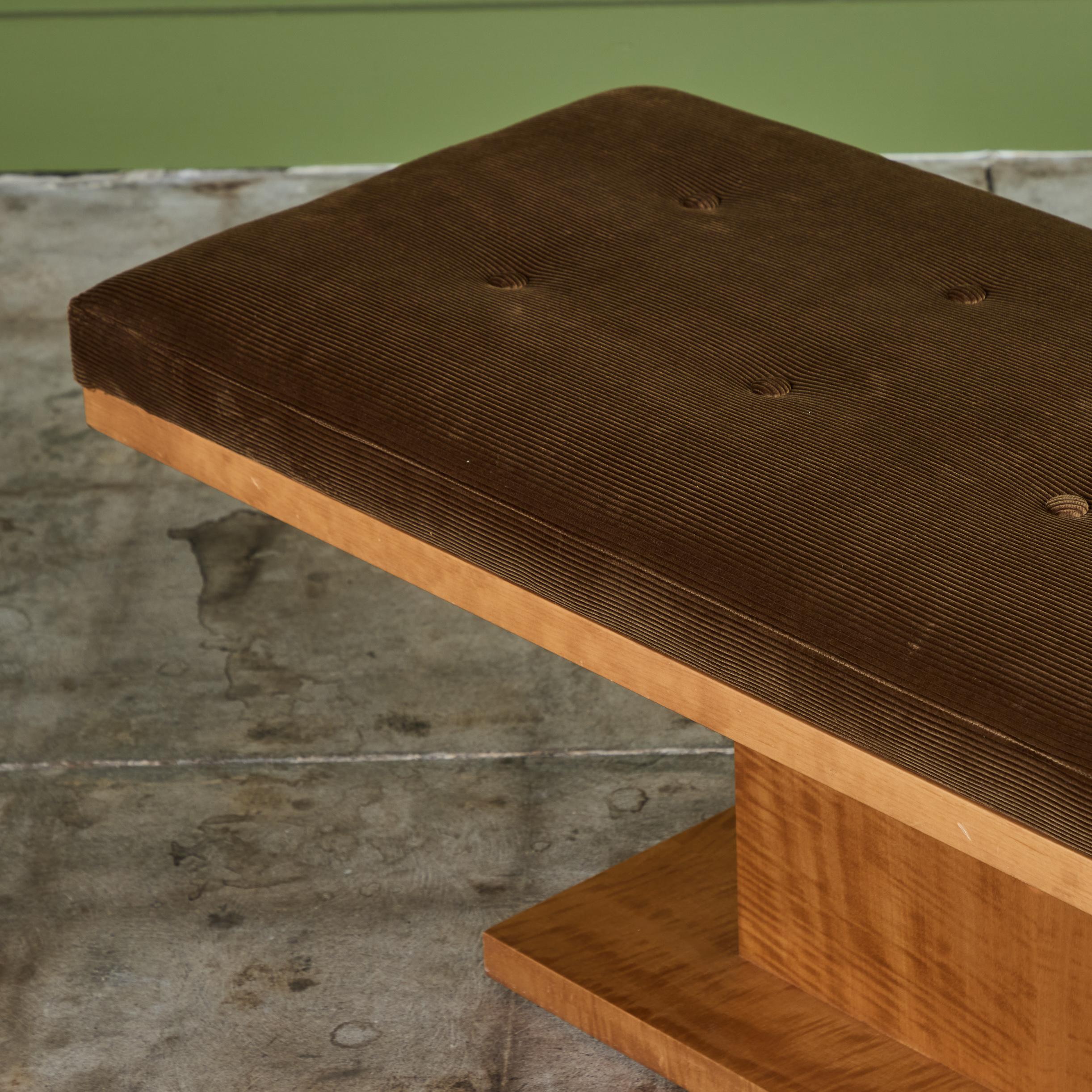 Long Corduroy Upholstered Bench 5