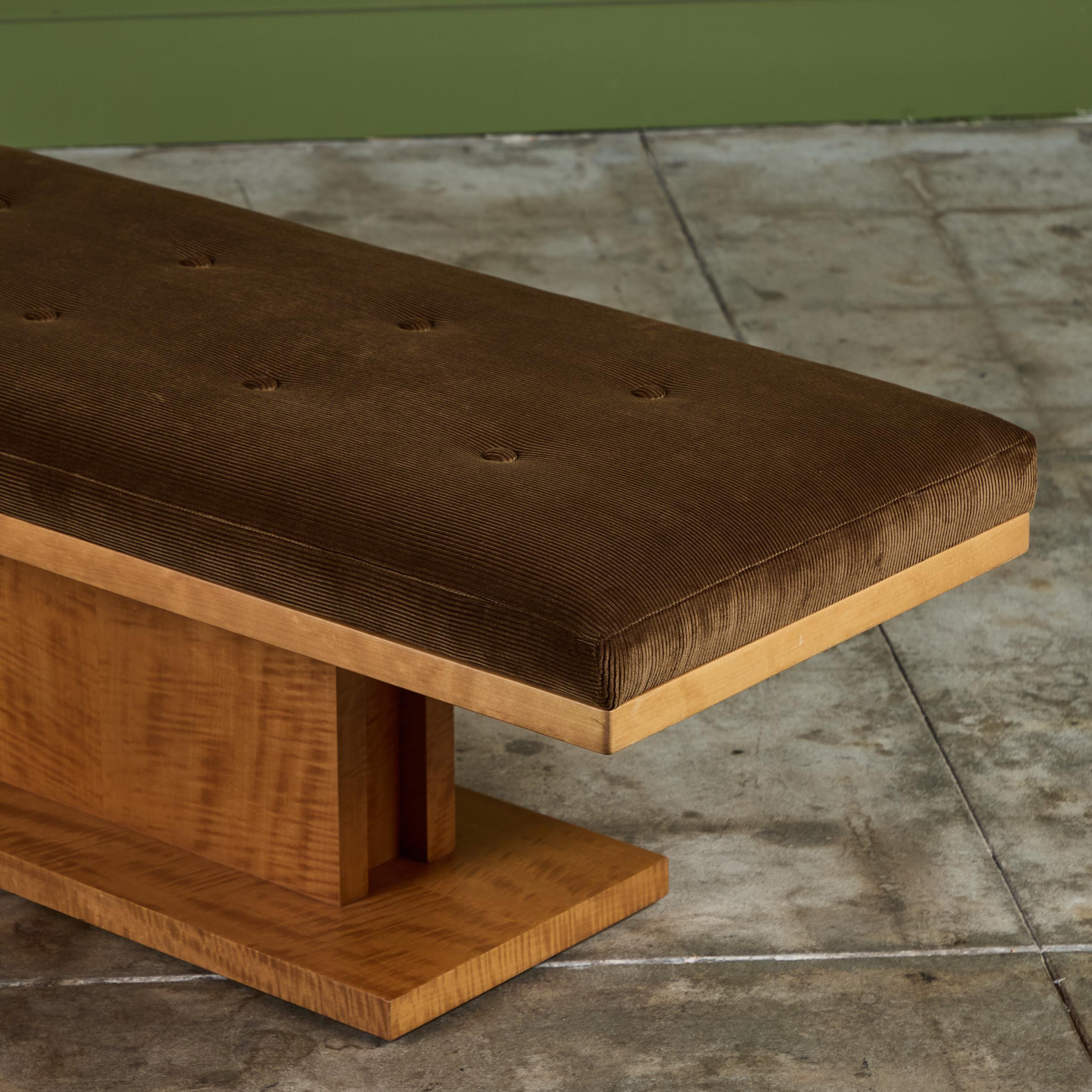Long Corduroy Upholstered Bench 6