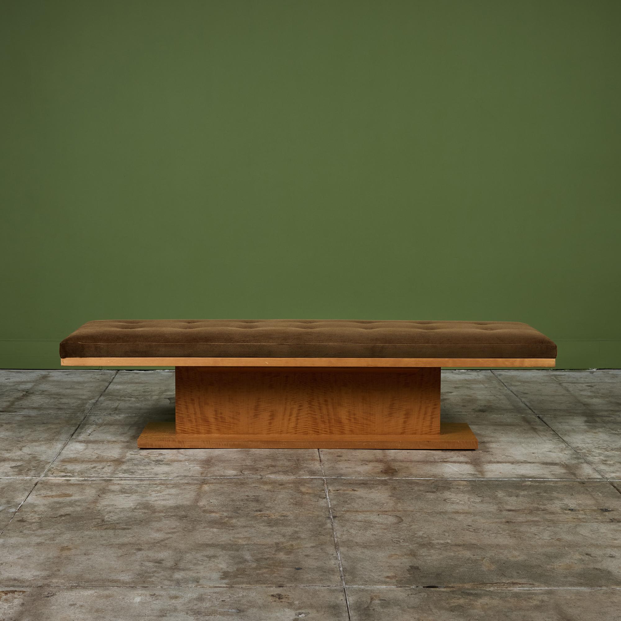 Mid-Century Modern Long Corduroy Upholstered Bench