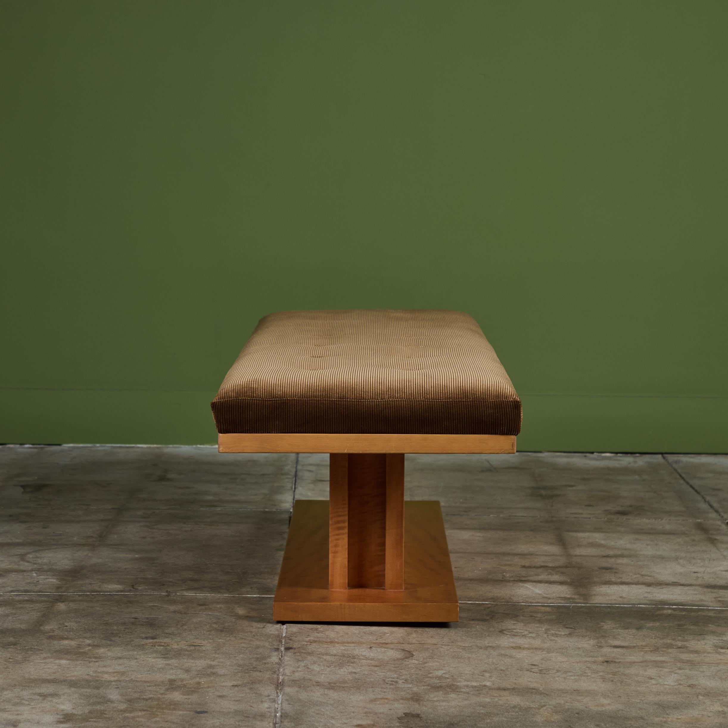Long Corduroy Upholstered Bench 1