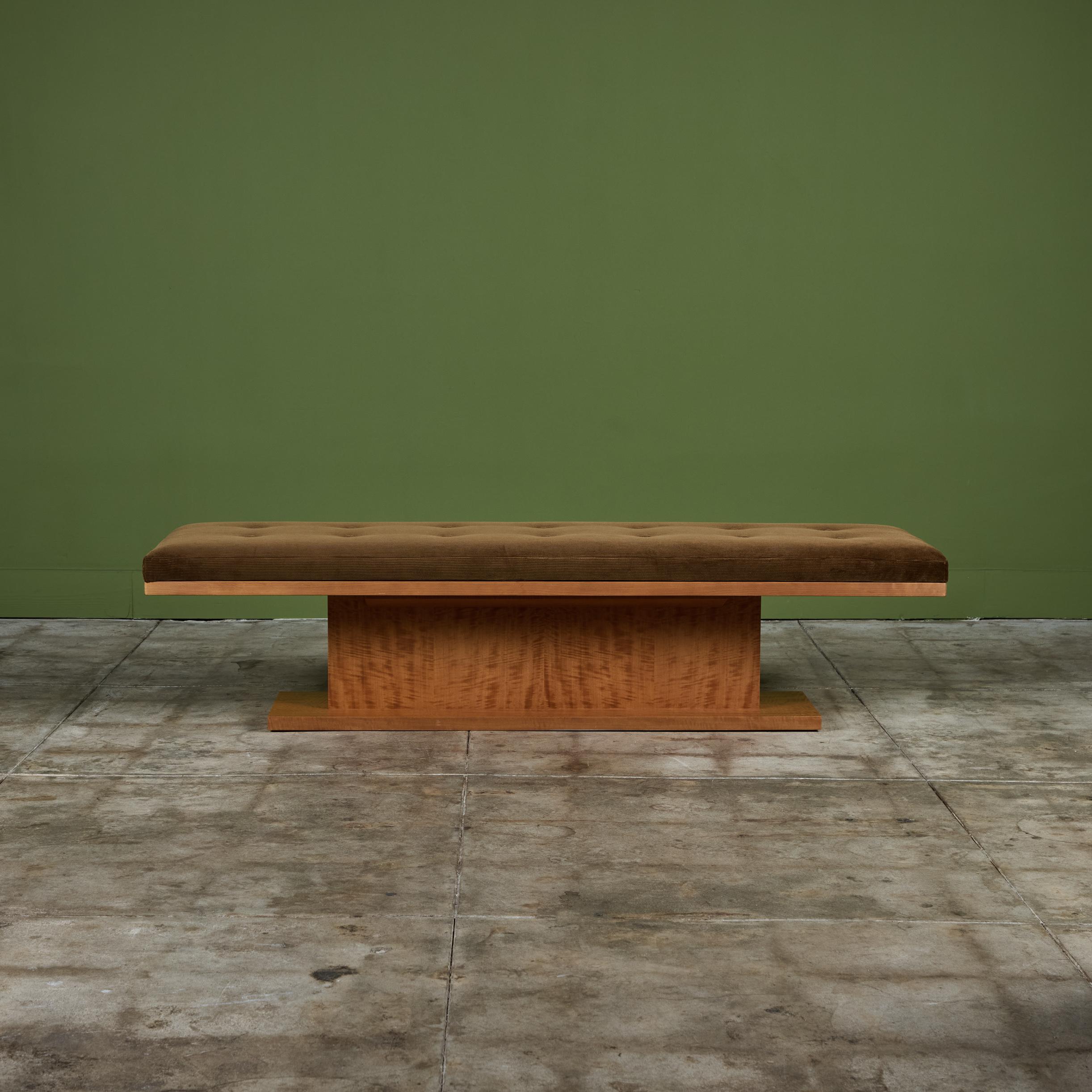 Long Corduroy Upholstered Bench 2