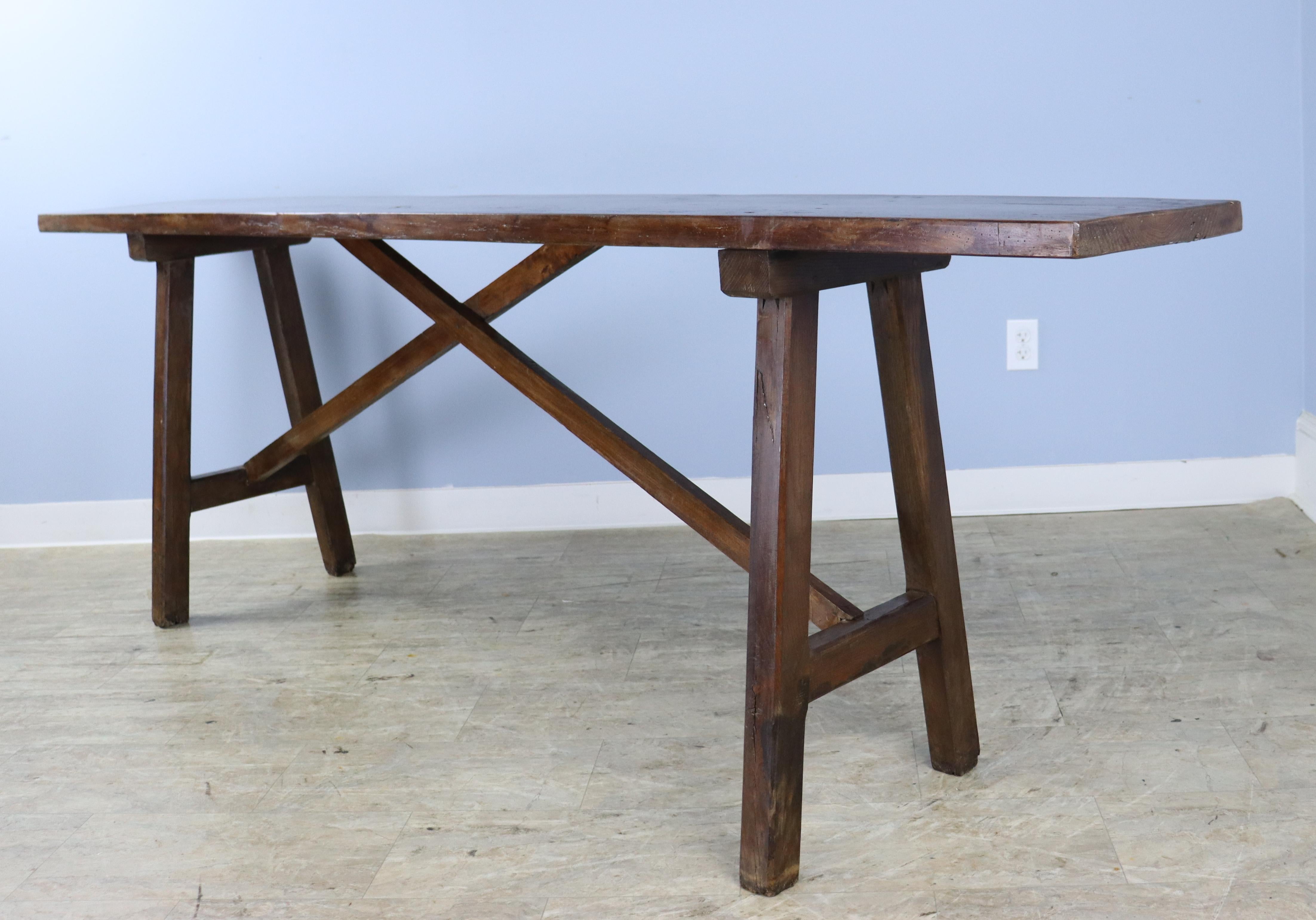 French Long Country Fruitwood Console Table or Server