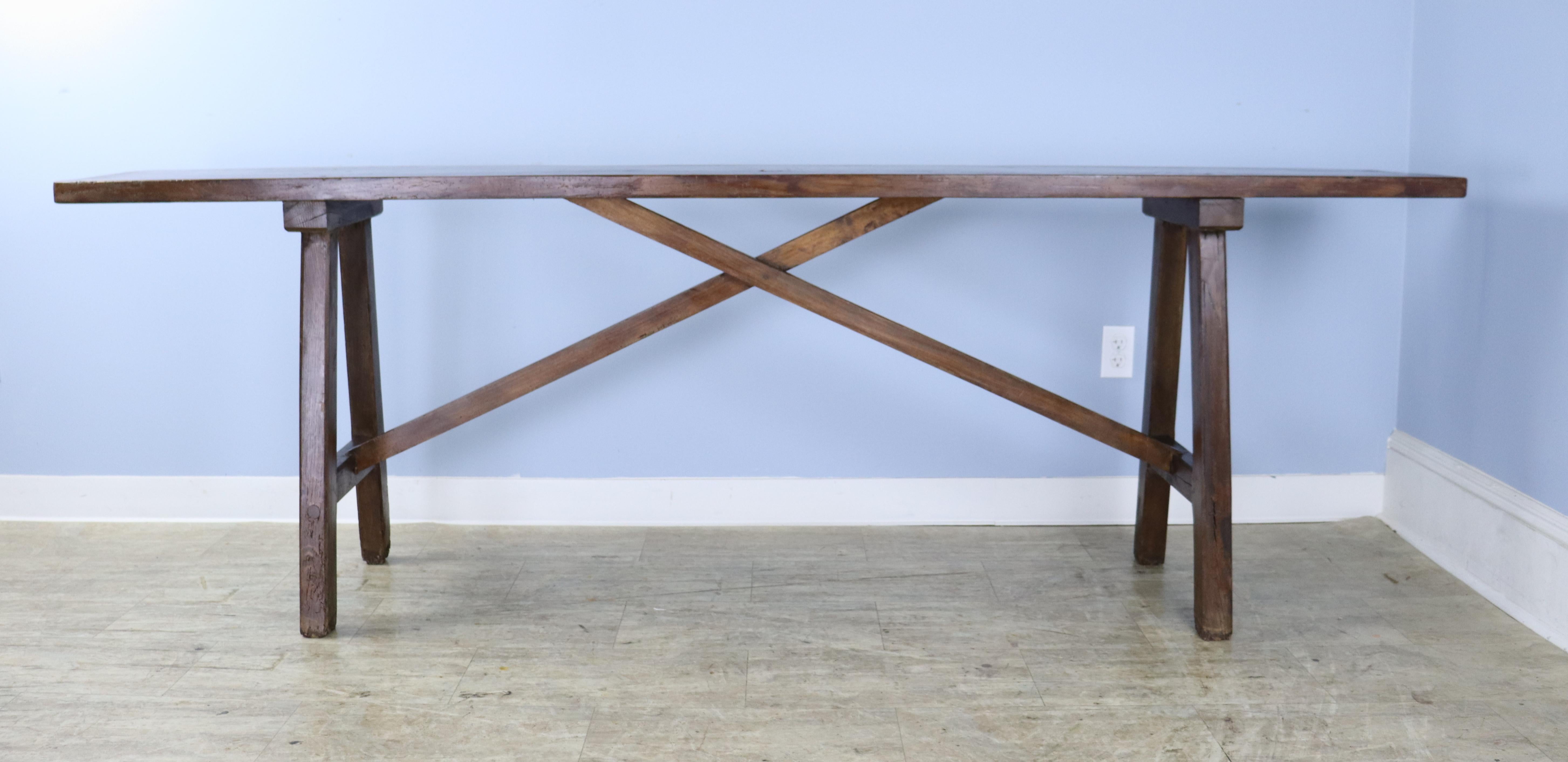 Long Country Fruitwood Console Table or Server In Good Condition For Sale In Port Chester, NY