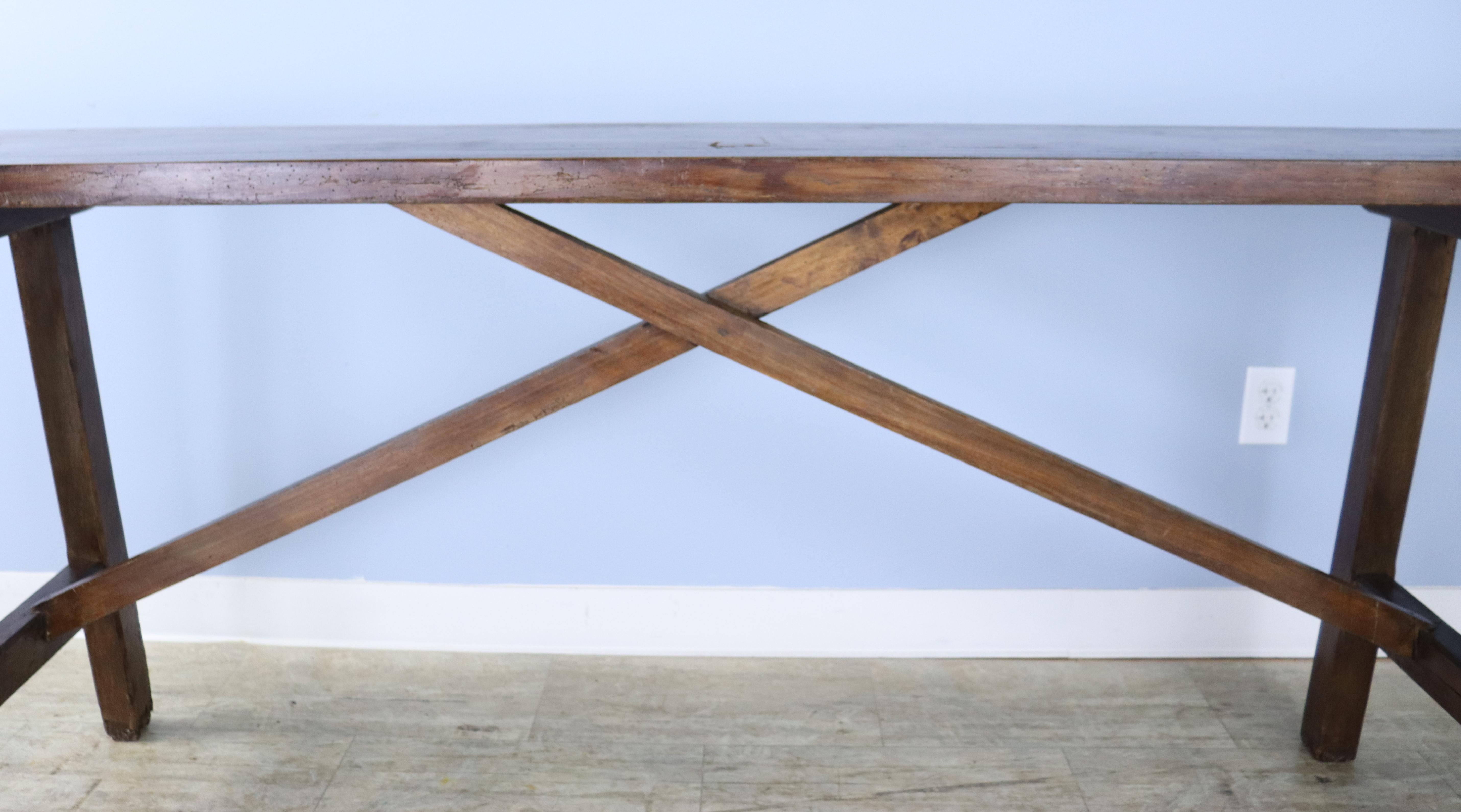 19th Century Long Country Fruitwood Console Table or Server For Sale