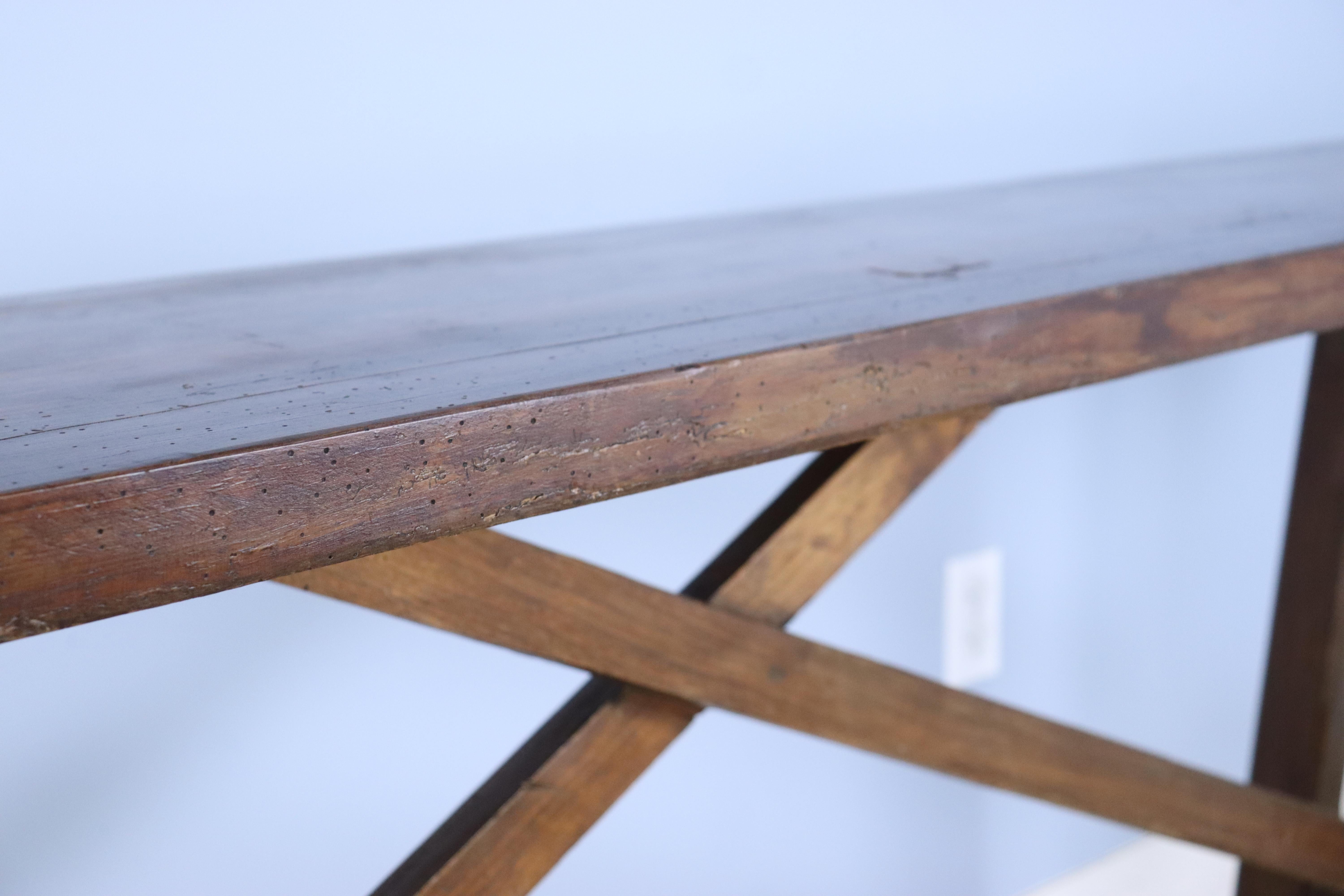 Long Country Fruitwood Console Table or Server For Sale 1