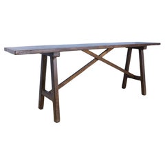 Long Country Table console ou serveur en bois fruitier