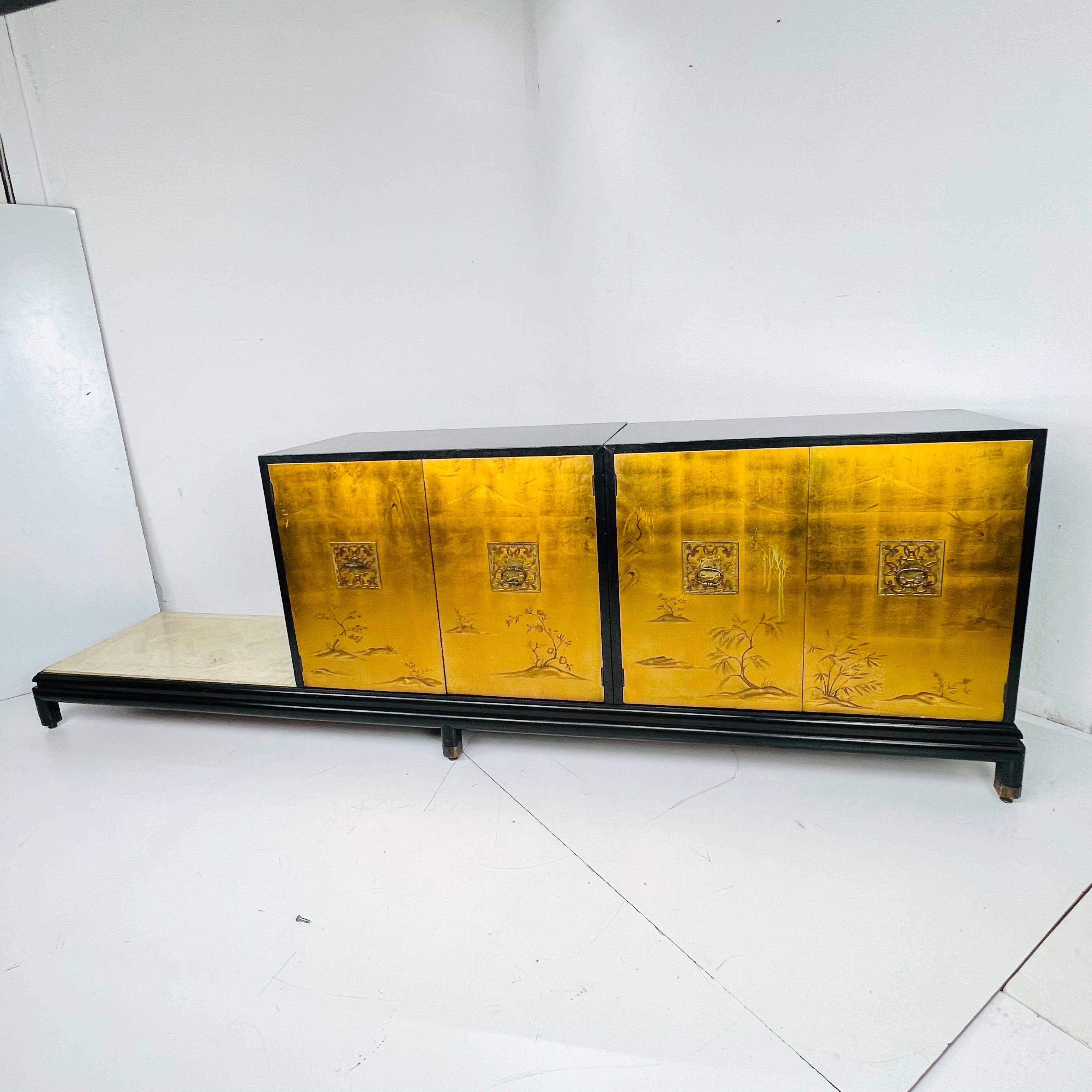 Mid-Century Modern Long Credenza / Double Cabinet by Renzo Rutili for Johnson Furniture For Sale