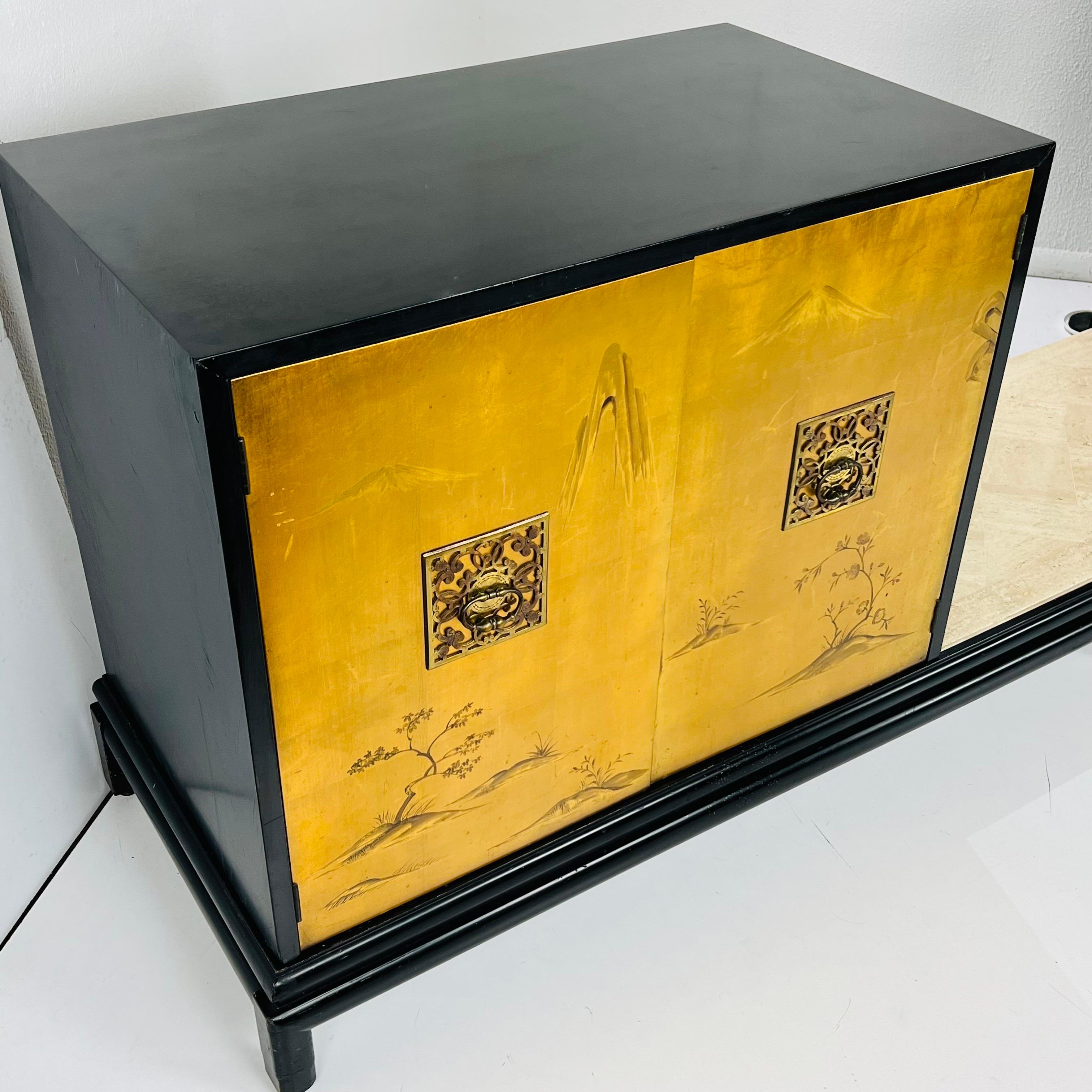 Brass Long Credenza / Double Cabinet by Renzo Rutili for Johnson Furniture For Sale