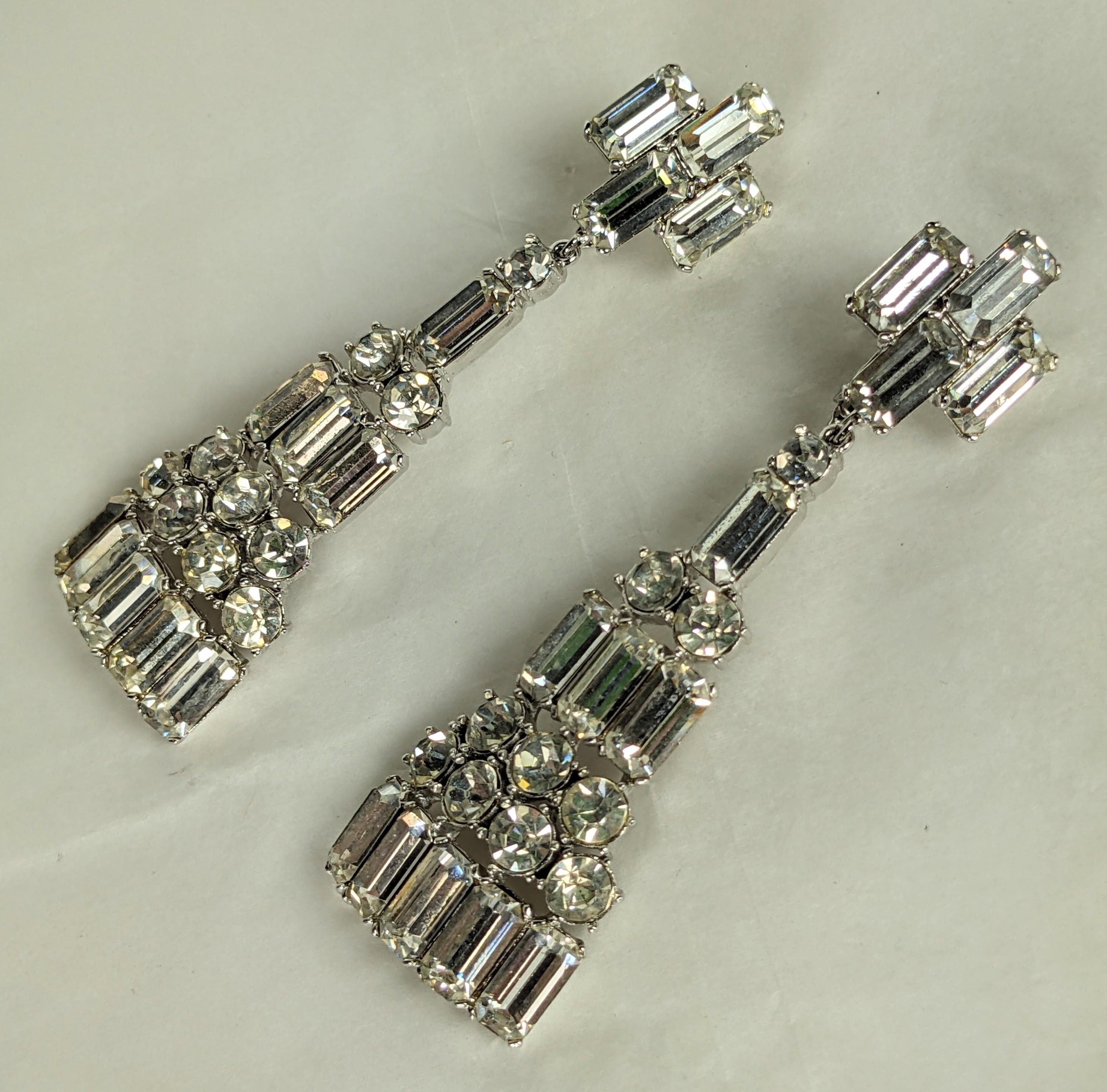 Artisan Longues boucles d'oreilles baguette en cristal en vente
