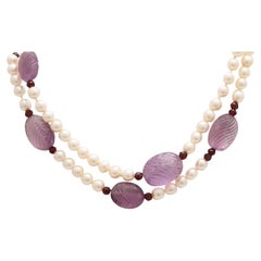 Long Cultivated Pearl Necklace with Beautiful Chandelier