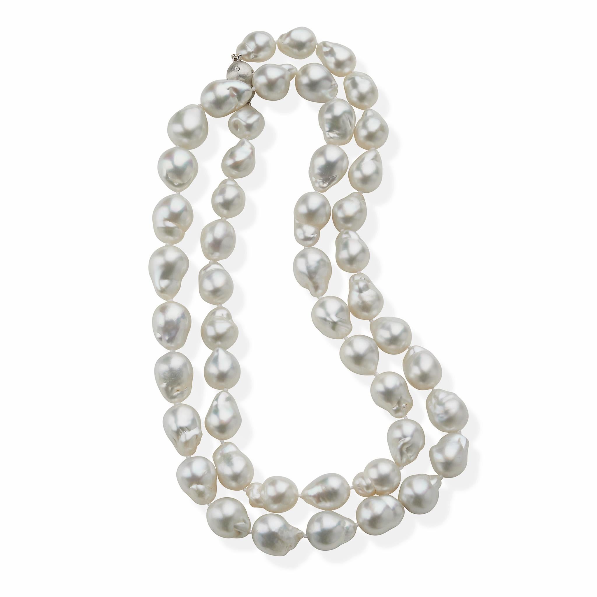 Long Cultured Baroque Natural Color South Sea Pearl Necklace In New Condition For Sale In New York, NY