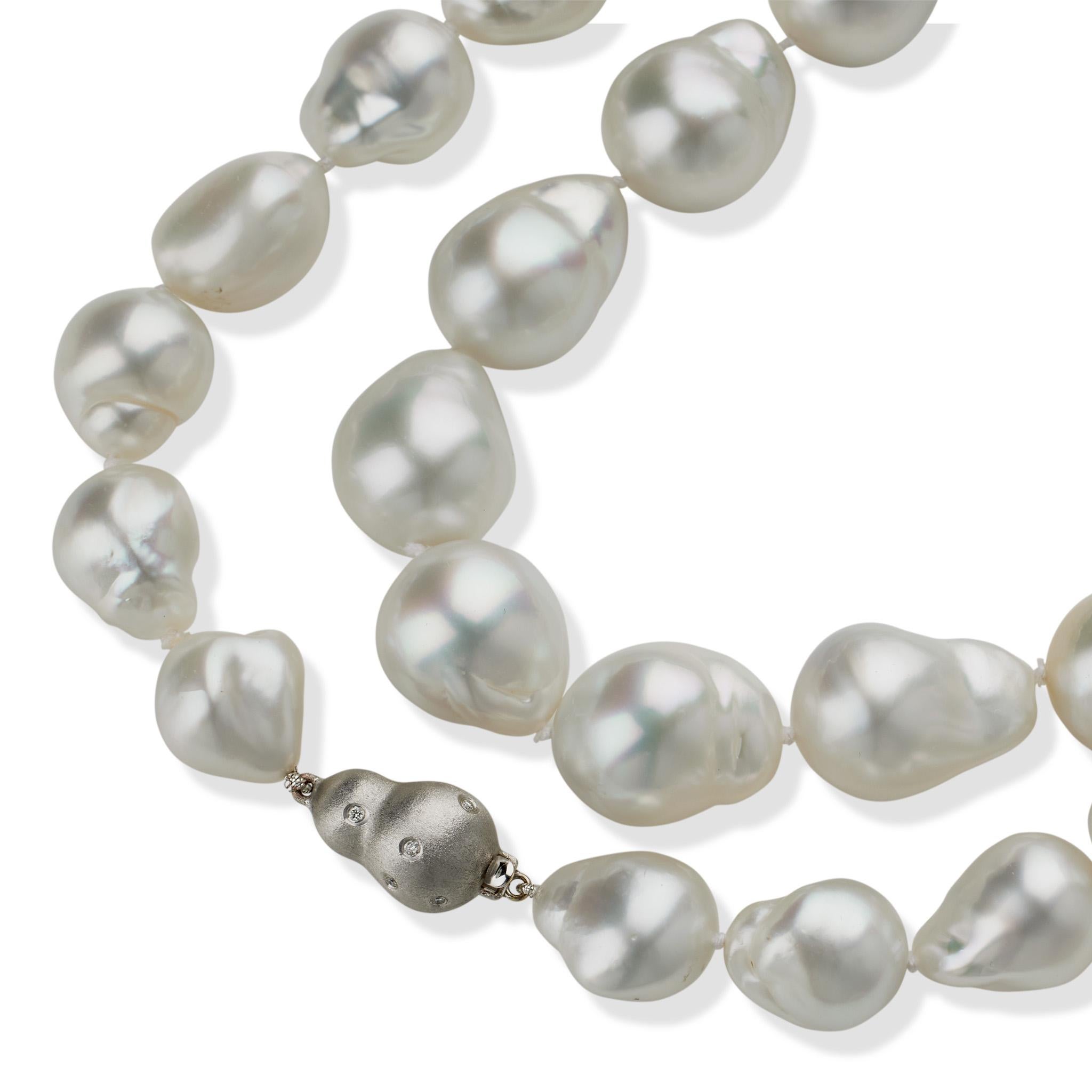 Long Cultured Baroque Natural Color South Sea Pearl Necklace For Sale 1