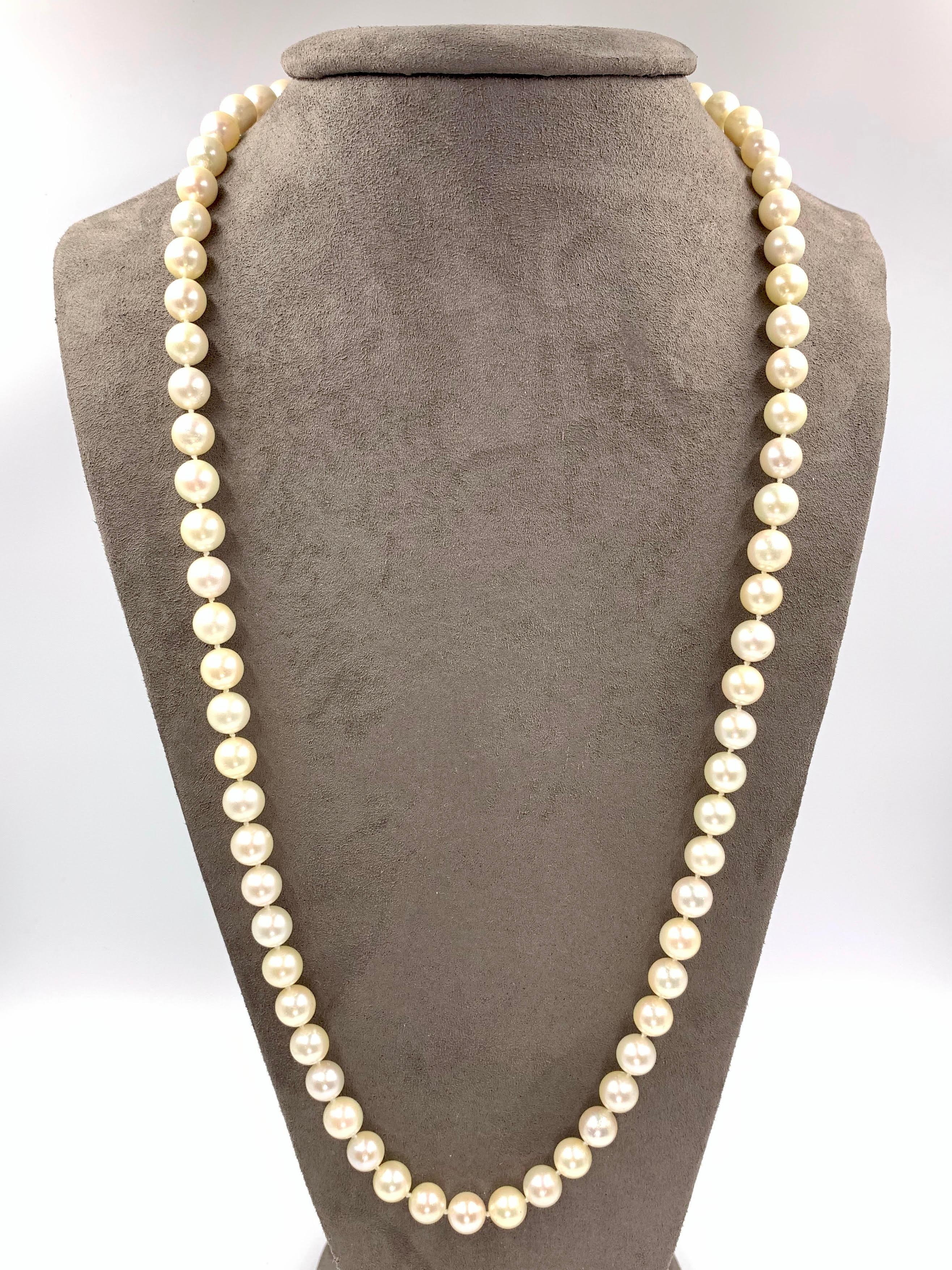 Long Cultured Pearl Necklace with Detachable 18 Karat Gemstone Bracelet 8