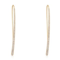 0.90ct Pave Diamond 14K Gold Long Curve Drop Earrings